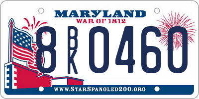 MD license plate 8BK0460