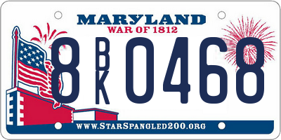 MD license plate 8BK0468