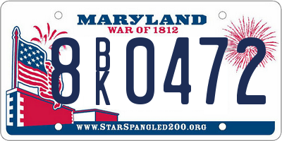 MD license plate 8BK0472
