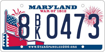 MD license plate 8BK0473