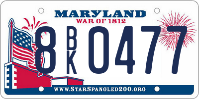 MD license plate 8BK0477