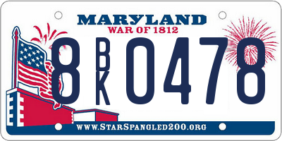 MD license plate 8BK0478