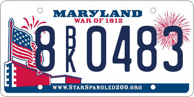 MD license plate 8BK0483