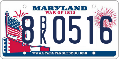MD license plate 8BK0516