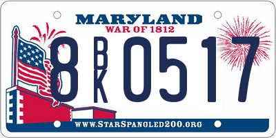 MD license plate 8BK0517