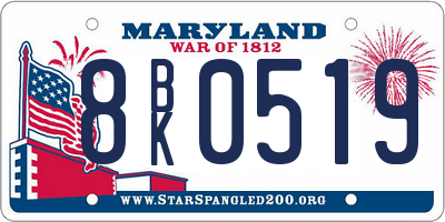 MD license plate 8BK0519