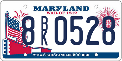MD license plate 8BK0528