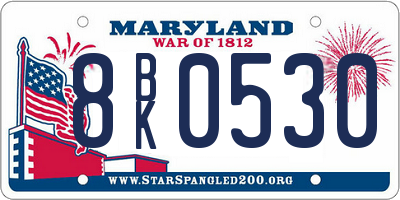 MD license plate 8BK0530