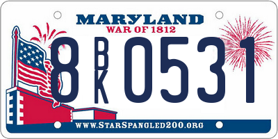 MD license plate 8BK0531