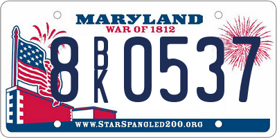 MD license plate 8BK0537