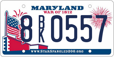 MD license plate 8BK0557