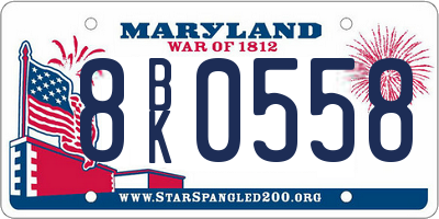 MD license plate 8BK0558