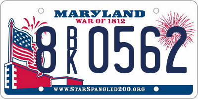 MD license plate 8BK0562