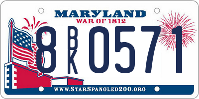 MD license plate 8BK0571