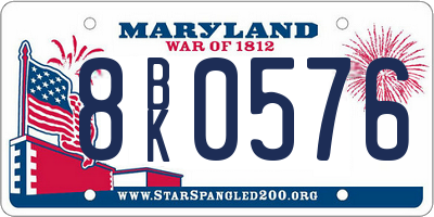 MD license plate 8BK0576