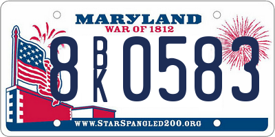 MD license plate 8BK0583