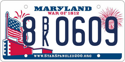 MD license plate 8BK0609