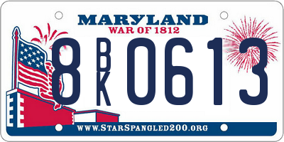MD license plate 8BK0613