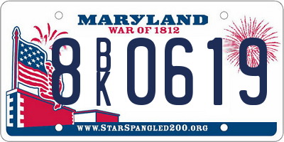 MD license plate 8BK0619