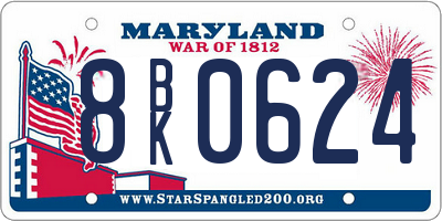 MD license plate 8BK0624