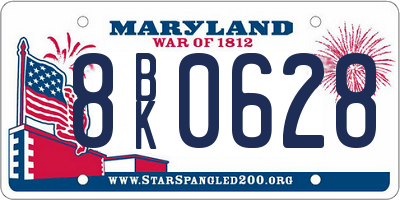 MD license plate 8BK0628