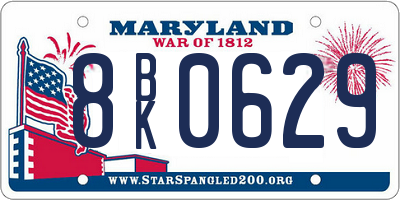 MD license plate 8BK0629