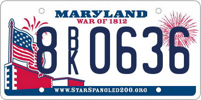 MD license plate 8BK0636