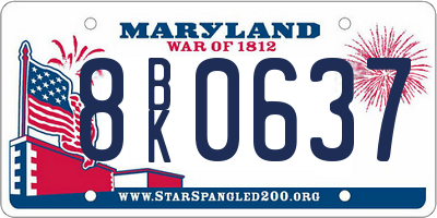 MD license plate 8BK0637