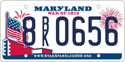 MD license plate 8BK0656