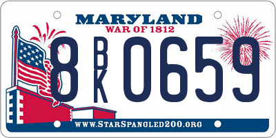 MD license plate 8BK0659