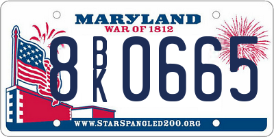 MD license plate 8BK0665