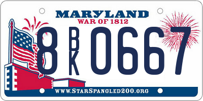 MD license plate 8BK0667