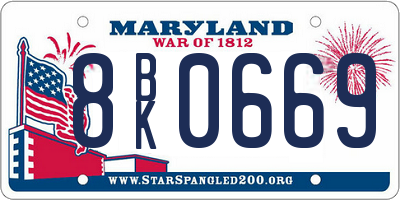 MD license plate 8BK0669