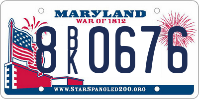 MD license plate 8BK0676