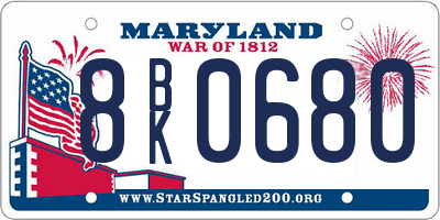 MD license plate 8BK0680