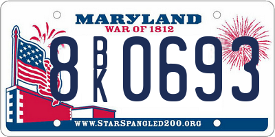 MD license plate 8BK0693