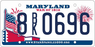 MD license plate 8BK0696