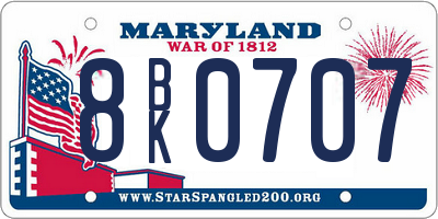 MD license plate 8BK0707