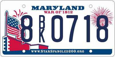 MD license plate 8BK0718