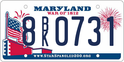 MD license plate 8BK0731