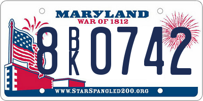 MD license plate 8BK0742