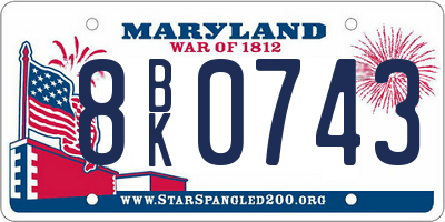 MD license plate 8BK0743