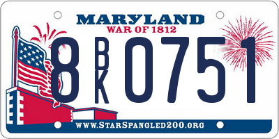 MD license plate 8BK0751
