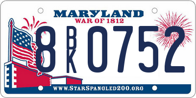 MD license plate 8BK0752