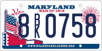 MD license plate 8BK0758