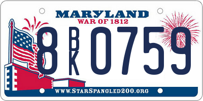 MD license plate 8BK0759