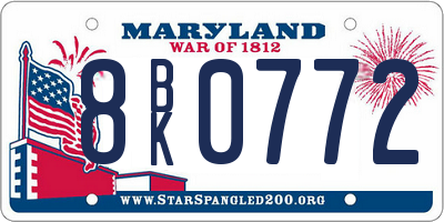 MD license plate 8BK0772
