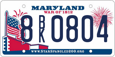 MD license plate 8BK0804