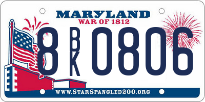 MD license plate 8BK0806