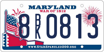 MD license plate 8BK0813